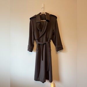 Vintage Goodman Manteau 100% Pure Wool Trench Coat with Convertible Funnelneck